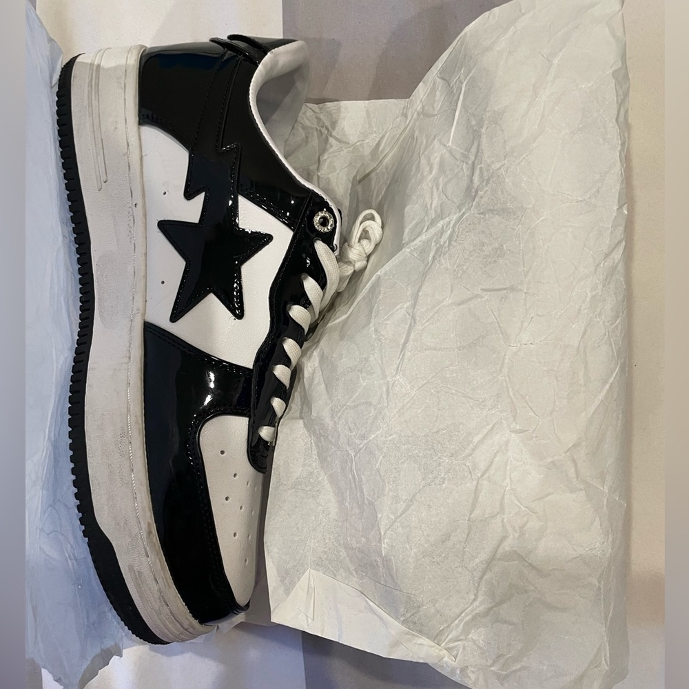 A Bathing Ape Bape Sta Low - Black/ White Size 12